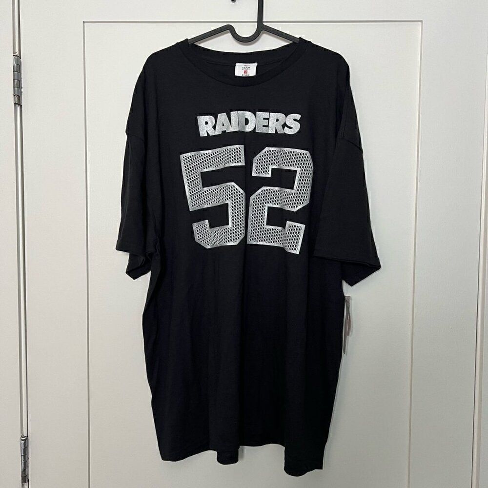 NFL Team Apparel Mens Size 2XL T-Shirt Black Raiders 52 Mack Short Sleeve NWT